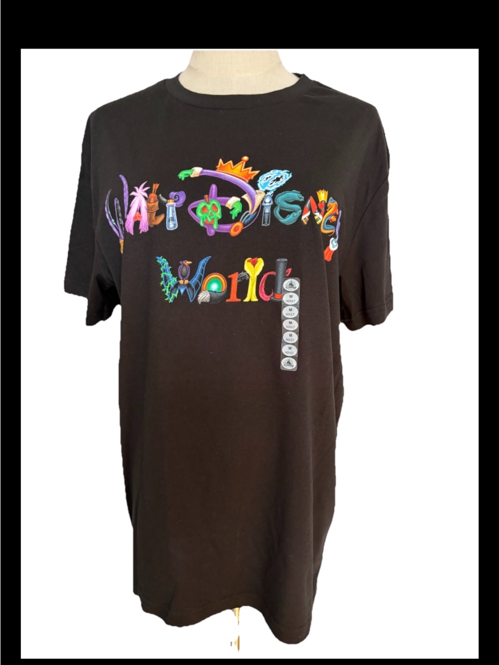 Disney Walt Disney world Parks Villains Character Letters medium Black T-shirt